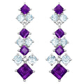 Amethyst Earrings With Blue Topaz 4.86 Carats Sterling Silver