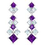 Amethyst Earrings With Blue Topaz 4.86 Carats Sterling Silver