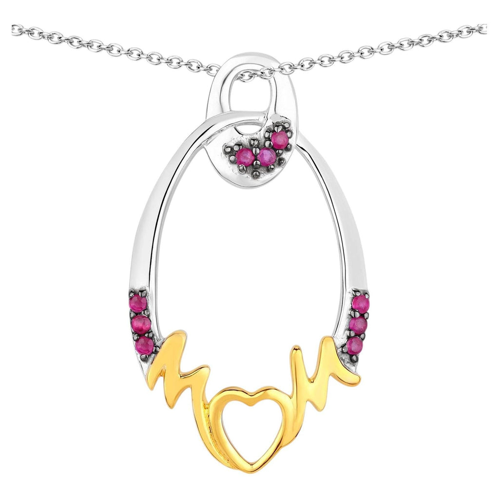 Ruby Mom Pendant 0.16 Carats Gold Plated Silver
