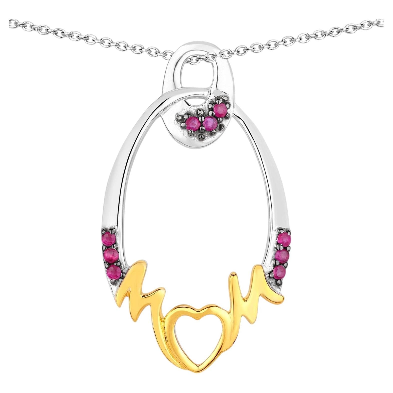 Ruby Mom Pendant 0.16 Carats Gold Plated Silver