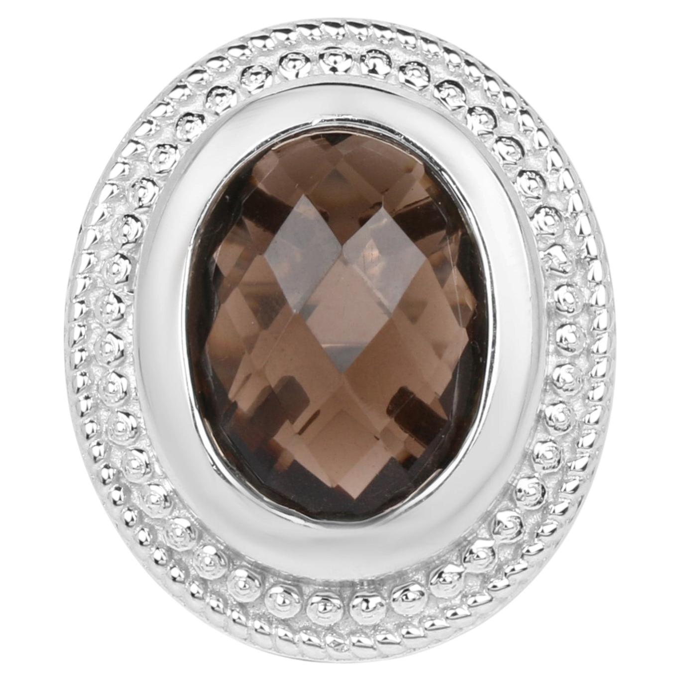 Smoky Quartz Ring 7.88 Carats Sterling Silver