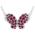 Ruby Butterfly Pendant With White Zircon 4.08 Carats Sterling Silver