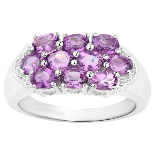 Amethyst Cluster Ring 1.58 Carats Sterling Silver