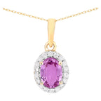 Pink Sapphire Pendant With Diamonds 0.96 Carats 14K Yellow Gold