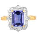 Tanzanite Ring With Diamonds 2.78 Carats 14K Yellow Gold