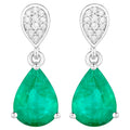 Natural Emerald Earrings With Diamonds 2.24 Carats 14K White Gold