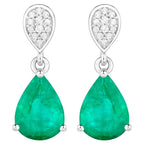 Natural Emerald Earrings With Diamonds 2.24 Carats 14K White Gold