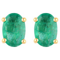 Zambian Emerald Stud Earrings 0.86 Carats 10K Yellow Gold