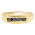 Black Diamond Ring 0.46 Carats Gold Plated Silver