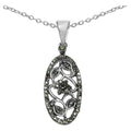Green Diamond Flower Pendant 0.21 Carats Sterling Silver