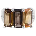 Smoky Quartz Ring With Citrine 8.1 Carats Sterling Silver