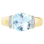 Blue Topaz Ring With White Topaz 3.6 Carats Gold Plated Silver