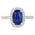 Blue Sapphire Ring With Diamonds 2.24 Carats 18K White Gold