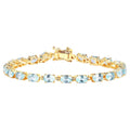 Blue Topaz Tennis Bracelet 11.2 Carats Gold Plated Silver