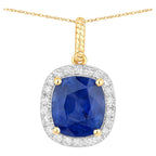 Blue Sapphire Pendant With Diamonds 2.78 Carats 18K Yellow Gold
