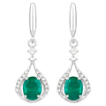 Natural Emerald Earrings With Diamonds 0.66 Carats 14K White Gold