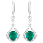 Natural Emerald Earrings With Diamonds 0.66 Carats 14K White Gold