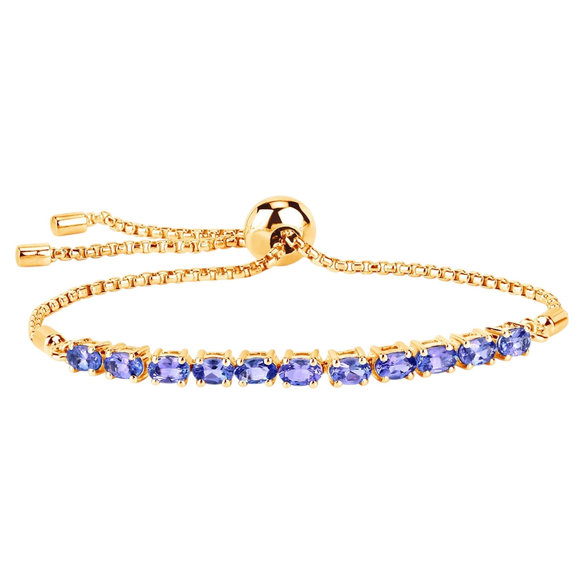 Tanzanite Bracelet 2.28 Carats Gold Plated Silver
