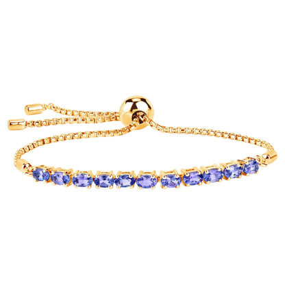 Tanzanite Bracelet 2.28 Carats Gold Plated Silver