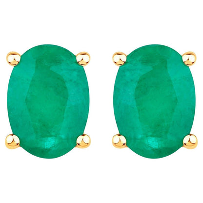 Zambian Emerald Earrings 1.42 Carats 10K Yellow Gold