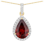 Rhodolite Garnet Pendant With Diamonds 3.26 Carats 14K Yellow Gold