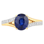 Blue Sapphire Ring With Diamonds 2.4 Carats 18K Yellow Gold