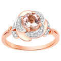Morganite Flower Ring With Diamonds 0.78 Carats 14K Rose Gold