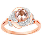 Morganite Flower Ring With Diamonds 0.78 Carats 14K Rose Gold