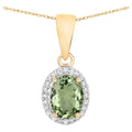 Green Tourmaline Pendant With Diamonds 1.24 Carats 14K Yellow Gold