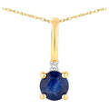 Blue Sapphire Pendant With Diamond 0.27 Carats 14K Yellow Gold