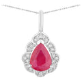 Ruby Pendant With Diamonds 1.26 Carats 14K White Gold