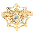 Blue Topaz Spider Web Ring 0.1 Carats Gold Plated Silver