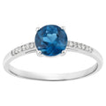 London Blue Topaz Ring With Diamonds 1.02 Carats 14K White Gold