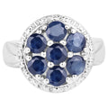 Blue Sapphire Ring 2.08 Carats Sterling Silver