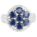 Blue Sapphire Ring 2.08 Carats Sterling Silver