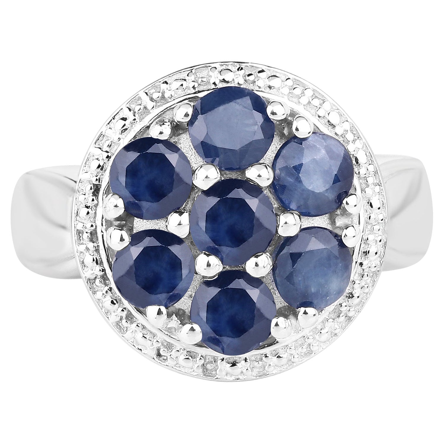Blue Sapphire Ring 2.08 Carats Sterling Silver