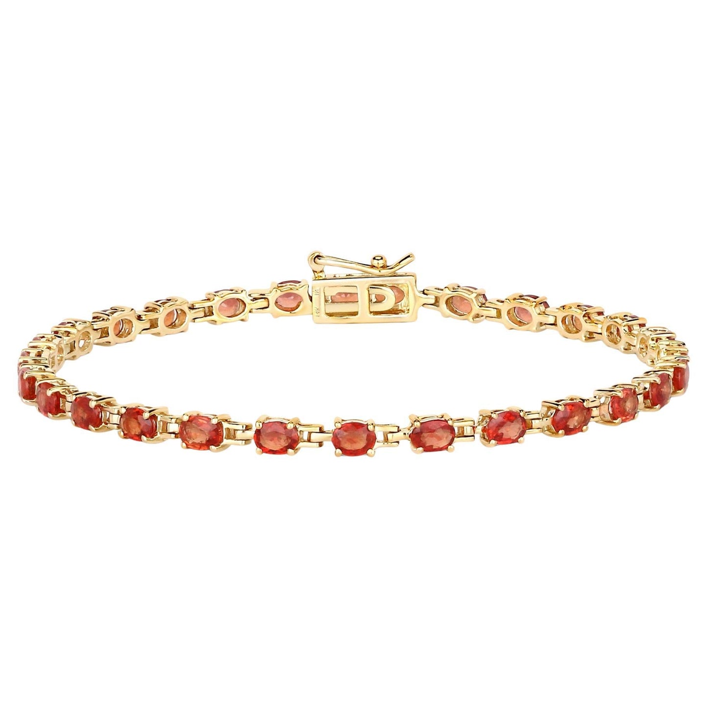 Natural Orange Sapphire Bracelet 6.98 Carats 14K Yellow Gold