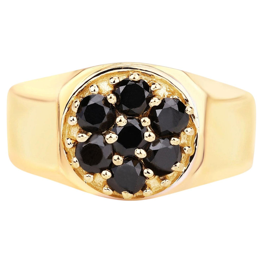 Black Diamond Ring 0.9 Carats Gold Plated Silver