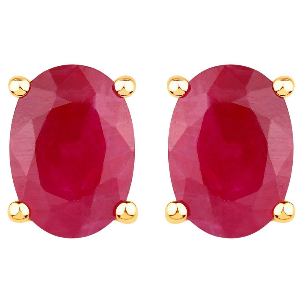 Ruby Earrings 1.68 Carats 14K Yellow Gold