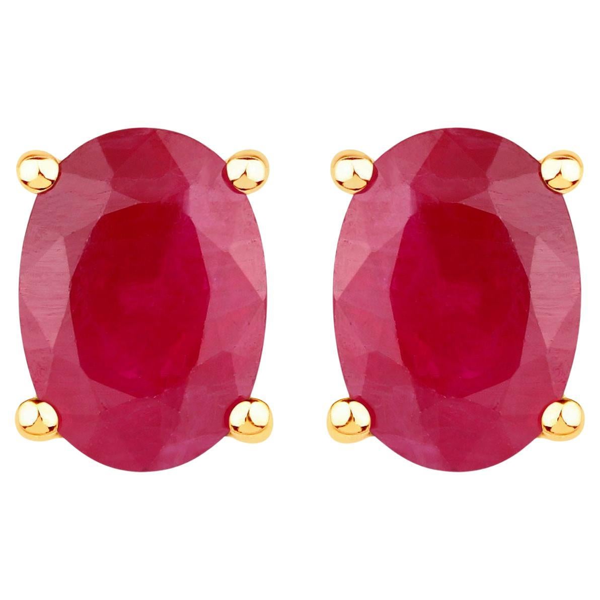 Ruby Earrings 1.68 Carats 14K Yellow Gold