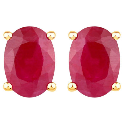 Ruby Earrings 1.68 Carats 14K Yellow Gold