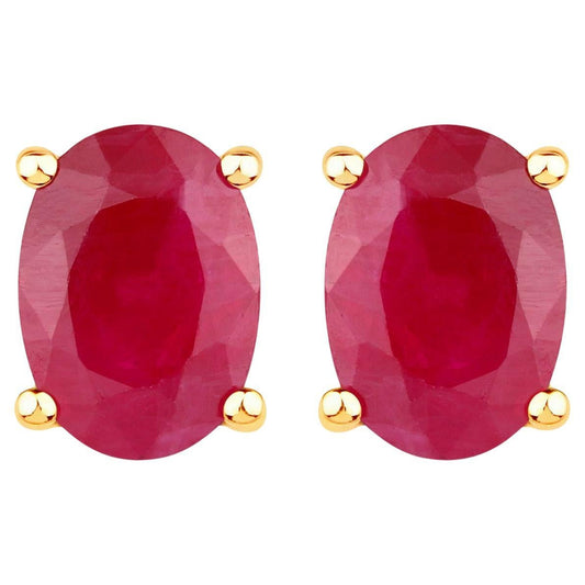 Ruby Earrings 1.68 Carats 14K Yellow Gold