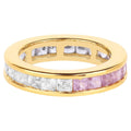 Multicolor Sapphire Eternity Band Ring 4.26 Carats Gold Plated Silver