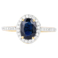 Blue Sapphire Ring With Diamonds 1.8 Carats 14K Yellow Gold