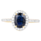 Blue Sapphire Ring With Diamonds 1.8 Carats 14K Yellow Gold