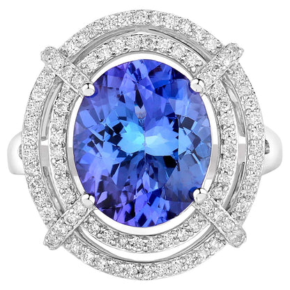 Tanzanite Ring Diamonds 5.15 Carats 14K White Gold