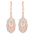 Morganite Dangle Earrings With White Topaz 1.02 Carats Gold Plated Silver