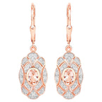 Morganite Dangle Earrings With White Topaz 1.02 Carats Gold Plated Silver