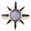Labradorite Ring With Black Spinel 2.49 Carats Sterling Silver