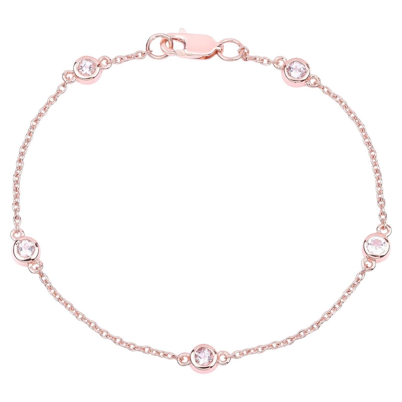 Morganite Bracelet 0.44 Carats Gold Plated Silver